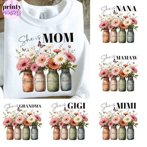 She is Mom Bundle PNG, She is Nana, Grandma PNG, Blessed Mom Png, Mom Shirt, Mom Life Png, Moederdag Png, Cadeau voor moeder, Retro Mama Quotes