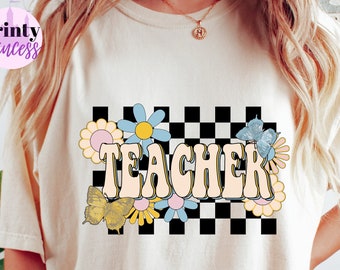 Retro Teacher PNG, Retro Teacher Png, Boho Sublimation, png, teacher png, Teaching PNGs, School Sublimation Designs, Teacher Shirt Design