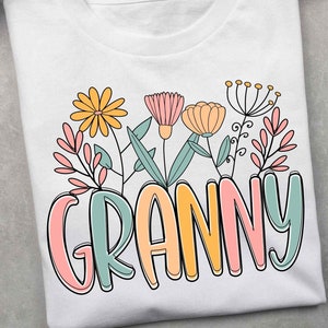 Grand-mère PNG, maman fleurs sauvages PNG, fleur Png, fête des mères Png, grand-mère Png, Gigi Png rétro, conception florale de sublimation de grand-mère