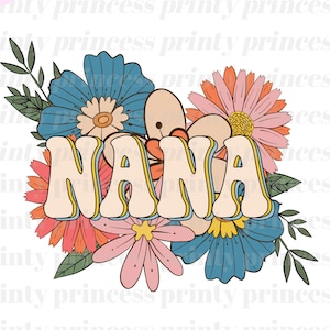 Floral Nana PNG, Retro Nana Png, Boho Sublimation, png, grandma png, Mothers Day PNG, Mom Sublimation Design, Mama Shirt, Design Download
