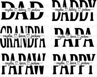 Dad SVG Bundle, Father svg, Father&#39;s Day Svg Bundle, dad split name frame svg, dad png, Grandpa cut file, dad outline, cricut svg cut file
