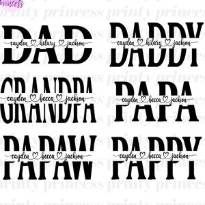 Dad SVG Bundle, Father svg, Father's Day Svg Bundle, dad split name frame svg, dad png, Grandpa cut file, dad outline, cricut svg cut file