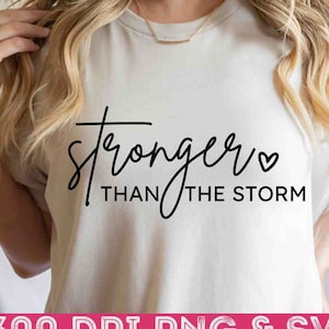 Más fuerte que la tormenta svg, Christian svg, motivacional svg, citas inspiradoras svg, cita positiva svg, png clipart cut file cricut