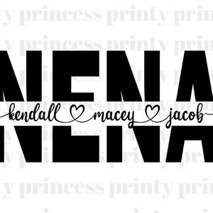 Nena SVG, PNG, PDF Split Nena frame svg, Mother&#39;s Day Svg, mom cut file, Nena outline, Nena png, cricut silhouette svg cut file