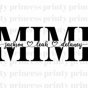 Mimi SVG, PNG, PDF Split Mimi frame svg, Mother&#39;s Day Svg, mom cut file, Mimi outline, Mimi png, cricut silhouette svg cut file