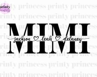 Mimi SVG, PNG, PDF Split Mimi frame svg, Mother&#39;s Day Svg, mom cut file, Mimi outline, Mimi png, cricut silhouette svg cut file
