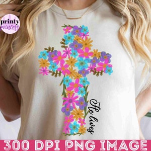 He Lives PNG, Jesus Sublimation Digital Design Download, Christian png, bible verse pngs, flower Easter png, floral png design, retro