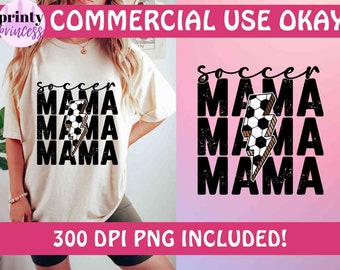 Digital Download Soccer Mom Lightning Bolt Retro Distressed PNG Sublimation File Soccer Mama Iron On Design Instant Download Digital png