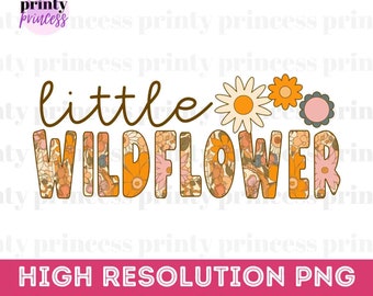 Little Wildflower PNG, Retro Girl Sublimation Design, Baby Tshirt Digital Download, Groovy Girls PNG