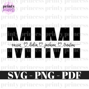 Mimi SVG, PNG, PDF Split Mimi frame svg, Mother&#39;s Day Svg, mom cut file, Mimi outline, Mimi png, cricut silhouette svg cut file