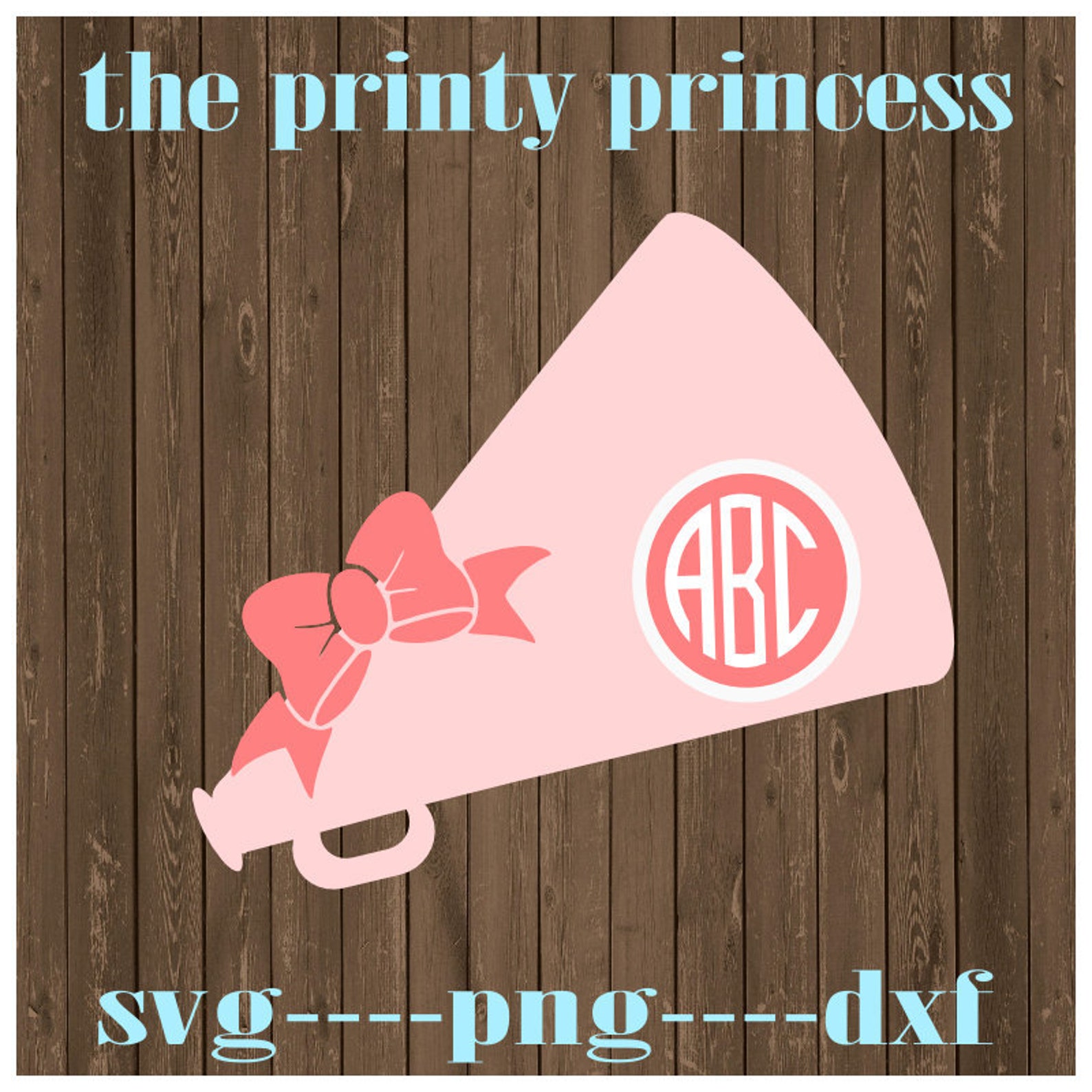 Cheer Monogram Svg Cheerleader Monogram Digital Megaphone Etsy