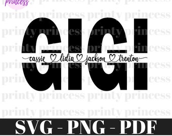 Gigi SVG, PNG, PDF Split Gigi frame svg, Mother's Day Svg, mom cut file, Gigi outline, Mimi png, cricut silhouette svg cut file