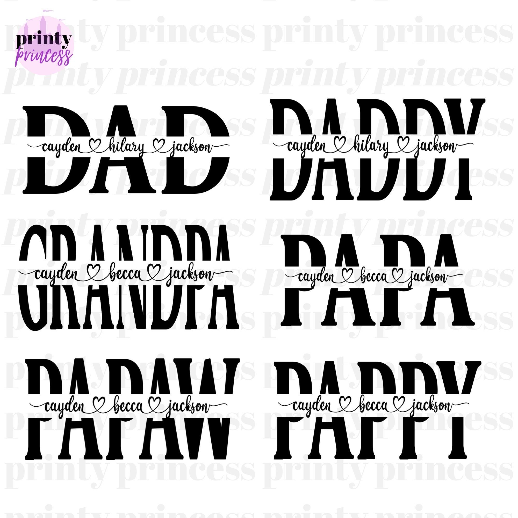 Dad SVG Bundle, Father svg, Father's Day Svg Bundle, dad split name frame svg, dad png, Grandpa cut file, dad outline, cricut svg cut file