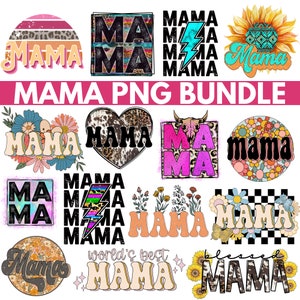 HUGE Mama PNG Bundle, Mom Sublimation Bundle, Mama Trendy Pngs, Western png, Retro Tshirt Designs by The Printy Princess