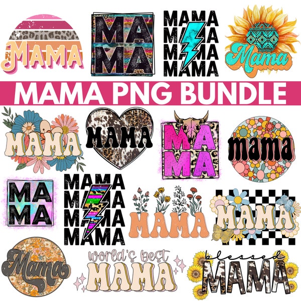 RIESIGE Mama PNG Bundle, Mama Sublimations Bundle, Mama Trendy Pngs, Western png, Retro Tshirt Designs von The Printy Princess