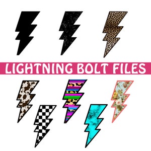 Lightning Bolt PNG Bundle- Lightning Bolt SVG- Retro Design - Trendy png Instant Download - Retro Shirt Design- Lightning png