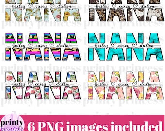 Nana PNG, Split Nana frame png, Mother's Day png bundle, mom sublimation, Nana outline, Nana png, Nana digital print