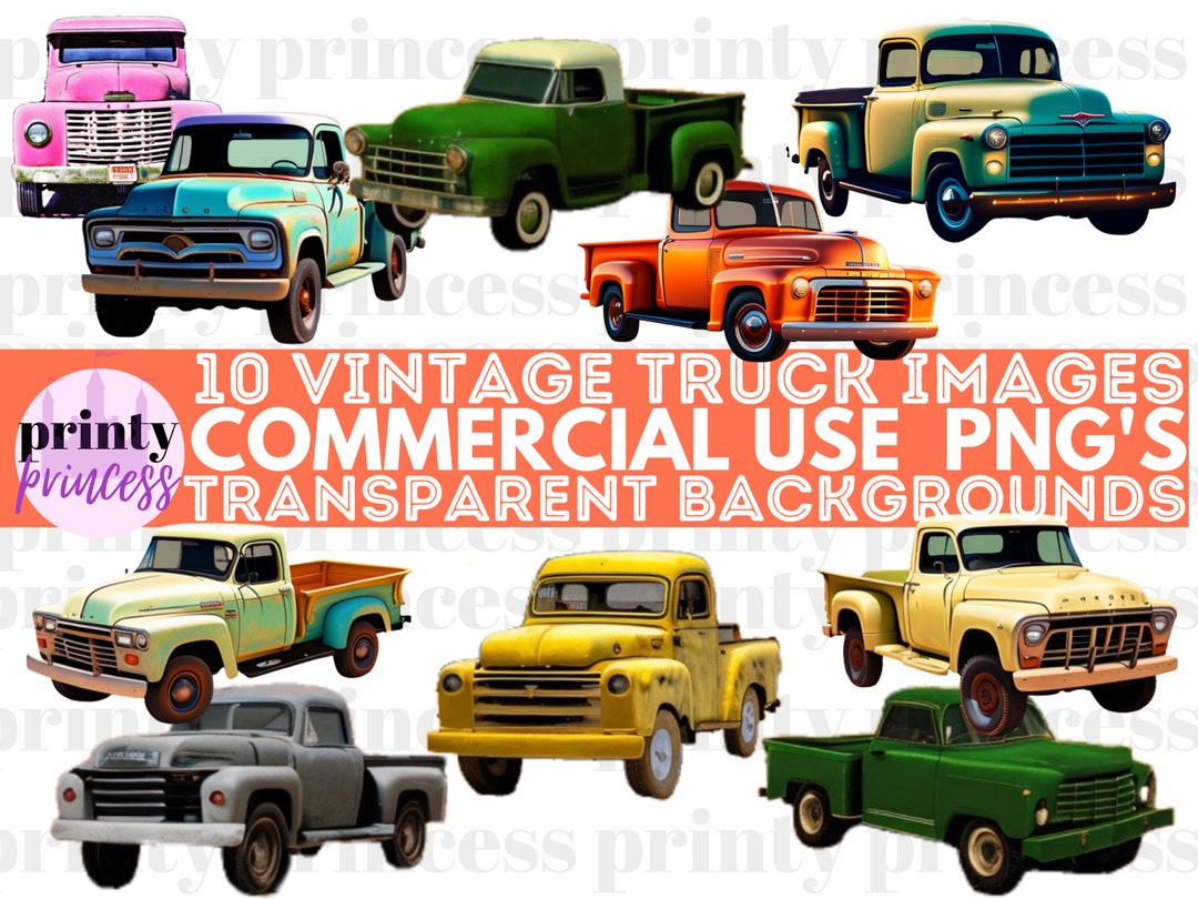 Watercolor Vintage Truck Clipart, Digital Truck Png, Vintage Clip Art ...