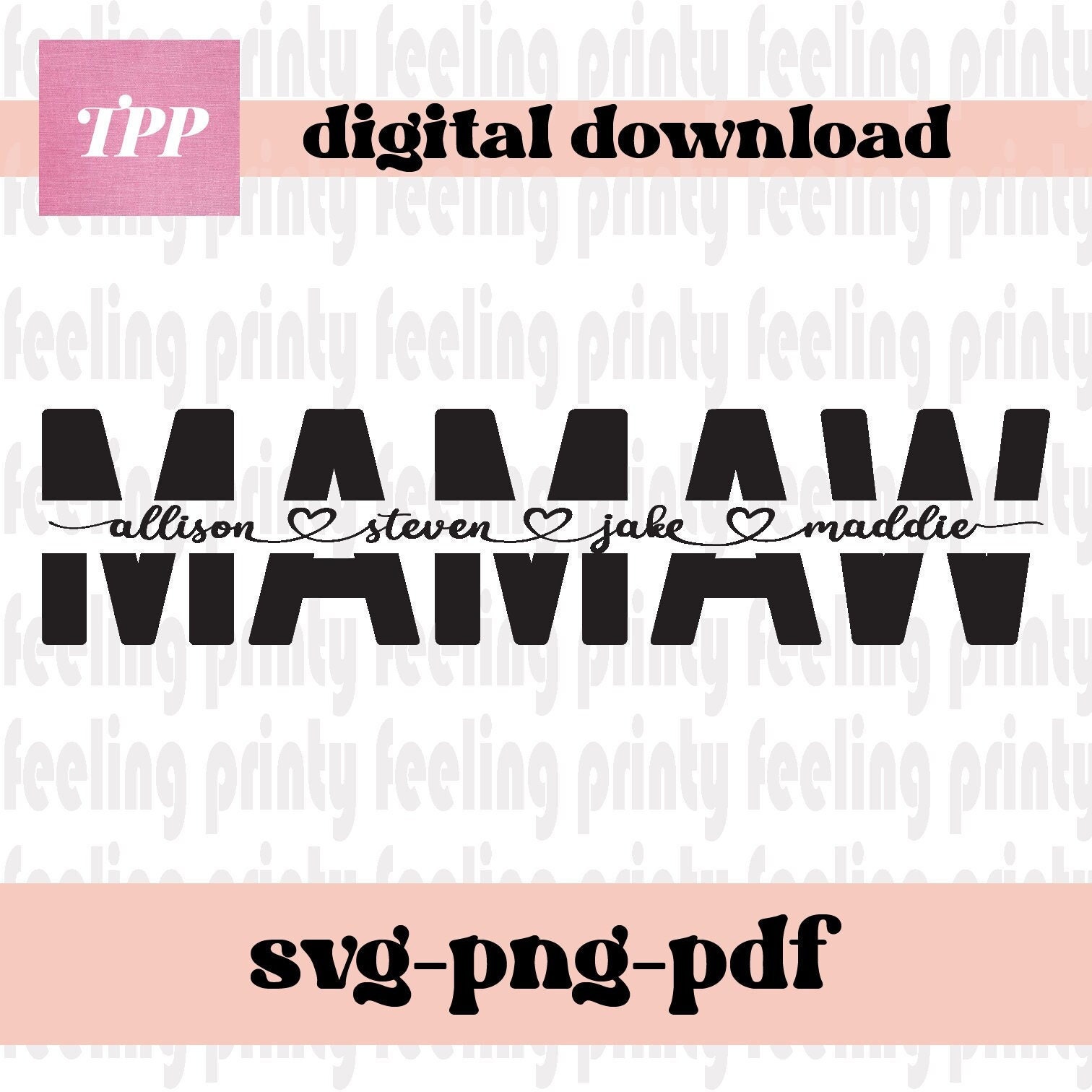 Mamaw SVG PNG PDF Split Mamaw Frame Svg Mother’s Day - Etsy India