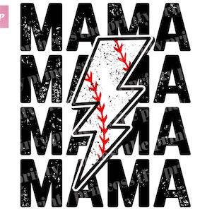 Digital Download Baseball Mom Lightning Bolt Retro Distressed PNG Sublimation File Baseball Mama Iron On Design Instant Download Digital png