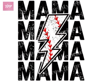Digitaler Download Baseball Mom Blitz Retro Distressed PNG Sublimation Datei Baseball Mama Aufbügeln Design Instant Download Digital png