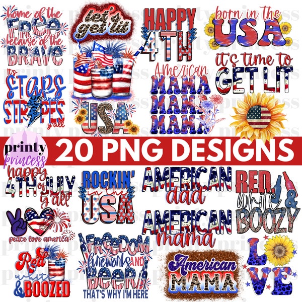 4th of July PNG Bundle, Summer PNGs, July 4th png, USA Sublimation Files, Sublimate png, Retro Digital Prints