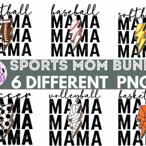 Sports Mom Retro Distressed PNG Bundle, Football Sublimation File Soccer Mama Iron On Design Instant Download Digital png