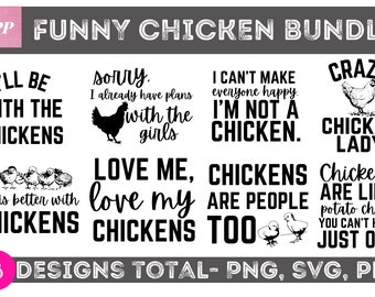 Chicken svg Bundle, Chicken cutting file, png, eps design file, Funny Chicken SVG files, Commercial Use Okay