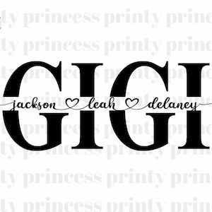 Gigi SVG, PNG, PDF Split Gigi frame svg, Mother's Day Svg, mom cut file, Gigi outline, Mimi png, cricut silhouette svg cut file