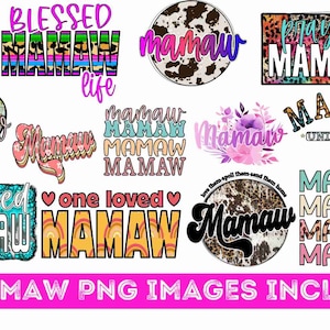 HUGE Mamaw PNG Bundle, Grandma Sublimation Bundle, Mamaw Trendy Pngs, Western png, Retro Tshirt Designs by The Printy Princess