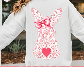 Feliz Pascua PNG, Conejito de Toile Floral Rosa Png, Coqueta Rosa Pascua Png, Conejo de Pascua Flor Png, Coqueta de Pascua Png