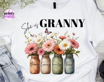 She is Granny PNG, Mama Wildflowers PNG, Flower Png, Mothers Day Png, Grandma Png, Retro Gigi Png, Floral Nana Sublimation Design