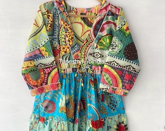 Indian Handblock Patchwork Dress, Skater Cotton Dress, Patchwork Cotton Dress, Long Skater Dress, Midi Cotton Dress, Mini Cotton Dress