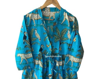 New leopard print Dress,Indian cotton dress,cotton indian dress,Handblock print dress,Handprint dress