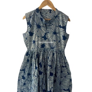 Blue Dabu Printed Dress, Beautiful Handblock Print Dress,Cotton Block dress,Indian Cotton Dress,Block Dress,