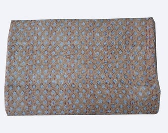 Indian Handblock Printed Kantha Quilt Beiage Color Buti Print Block Printed Kantha Throws Multi Size Kantha Throw Pure Cotton Blanket