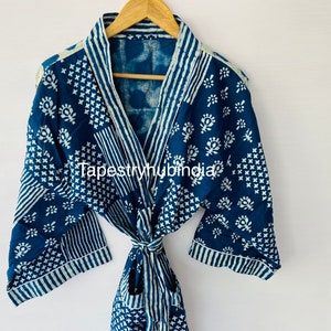 Bath Robe,Cotton Kimono,Indian Hand block print Cotton Bath Robe,Night Wear Suit,Swim Wear,Dressing Gown,Colour Same as Picture Light Pink.