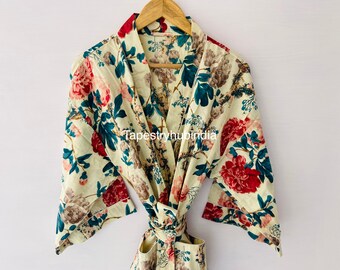 Cotton kimono robe, block print robes for women,Dressing gown, plus sized robes, ,Cotton Kimono, Beach Cover Up, Lounge Wear, Casual wear
