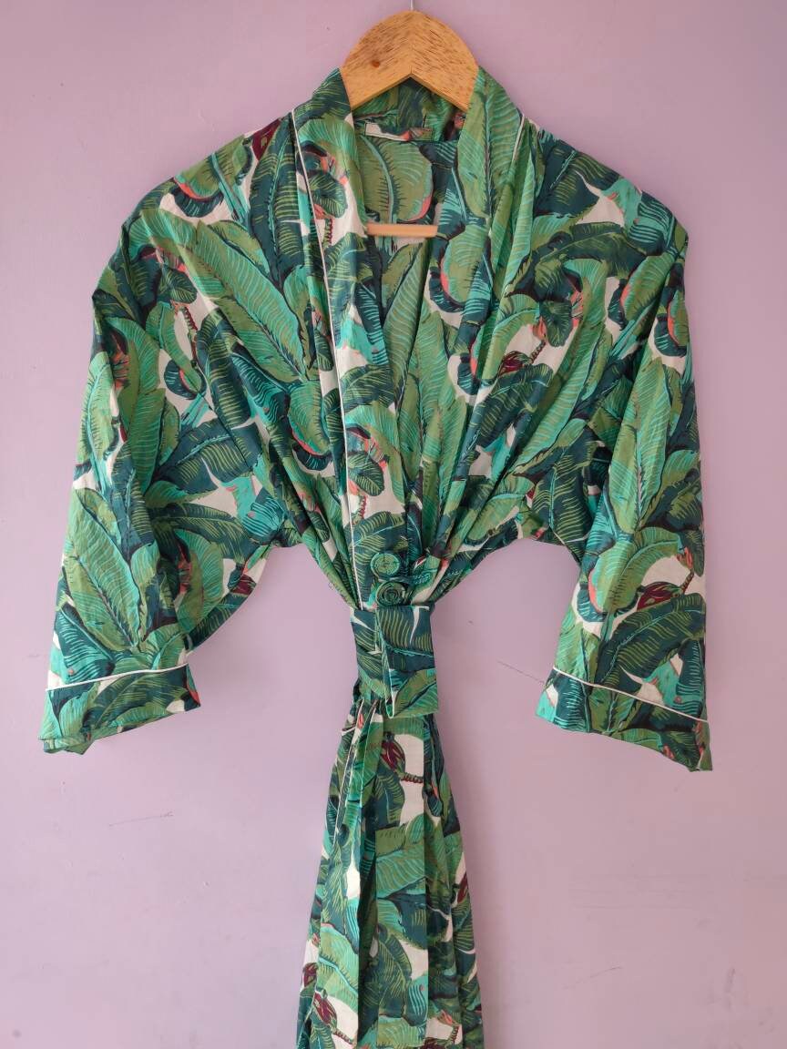 Cotton Print Robes Beach Kimono Kimono Robe Pigeon Print Etsy