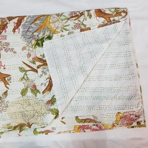 New Decorative Indian Handmade Floral Fruit Kantha Quilt Kantha Bedspread Kantha Bedcover, Pure Cotton Kantha Throw bild 2