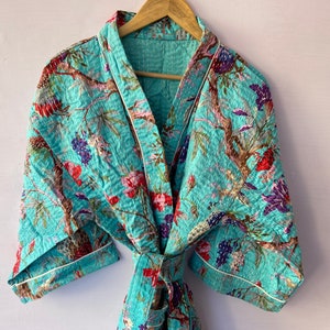 New Bird Print Indian Kantha Quilt Handmade Kantha Bedcover Throw Cotton Blanket Gudari
