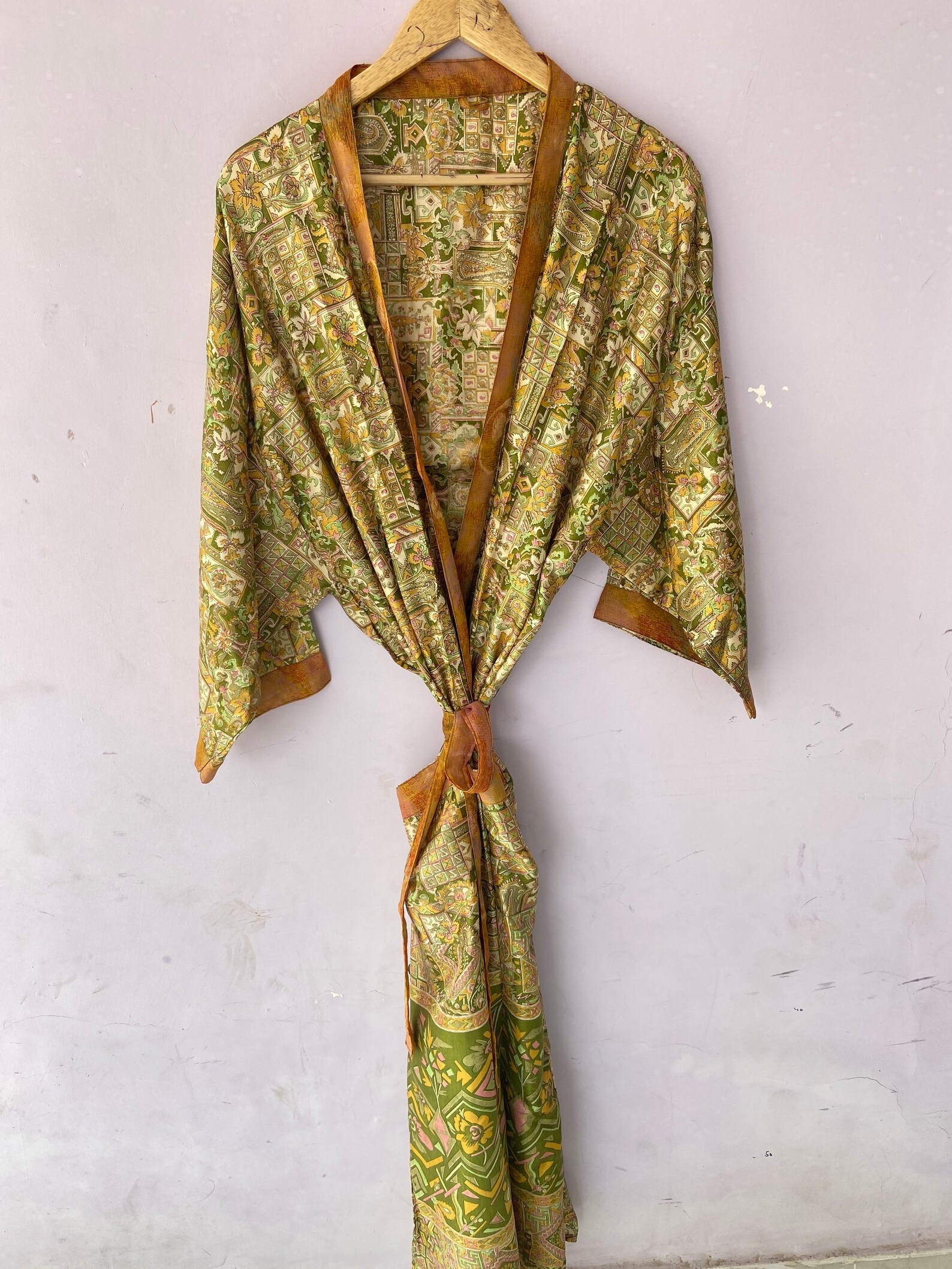 Upcycled Indian Silk Saree Kimono Friendly Environment Etsy