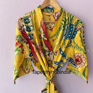 Kimono Robes for Women Indian Dressing Gown Unisex Blockprint Beach Cover ups Bridesmaid Gifts