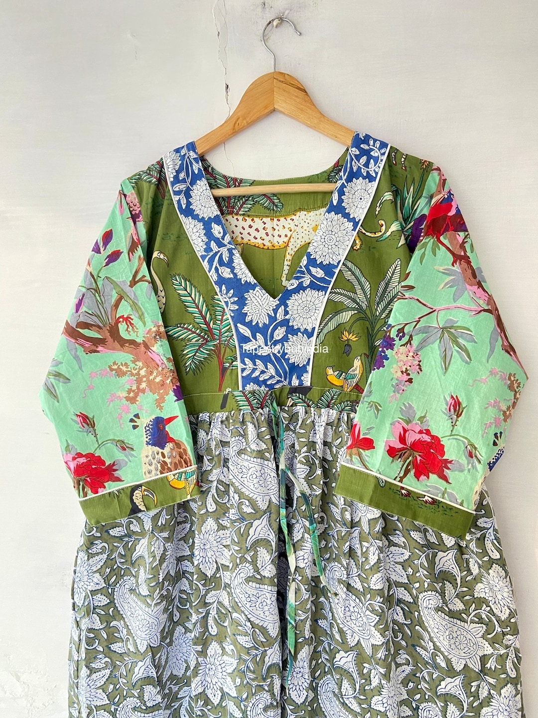 Blue Patchwork Pattern Print Dress