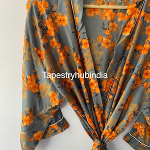 Cotton Kimono Robes for Women Indian Dressing Gown Unisex Blockprint Beach Cover ups Bridesmaid Gifts