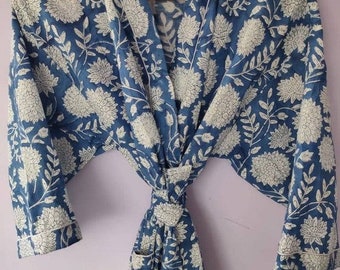 handmade cotton kimono robe,Womens Kimono Robe, , Vintage style, Kitty design, Gifts for Her,Unique Gift Womens Dressing Gown