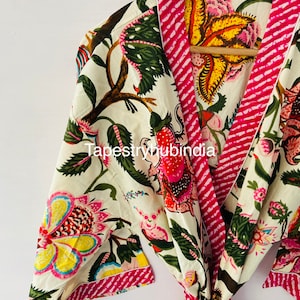 Indian block print kimono robe, after bath robe, maternity kimono robe, japanese kimono robe beach robe, free size kimono robe,free shipping