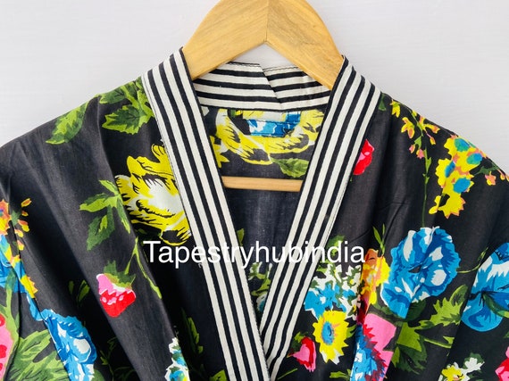 Cotton bath robe, Stain robes, Cotton kimono robe, Cotton cover up, Beach cover up, Beachwear kimono, Mother’s Day gifts, Floral kimono robe
