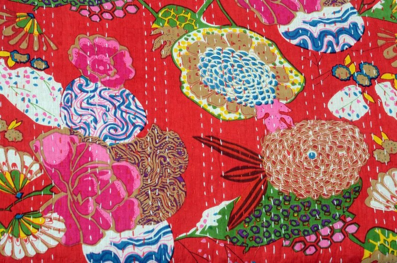 Kantha throw, Kantha bedding Kantha sofa cover Kantha quilt New Jaipur Indian Kantha bed cover