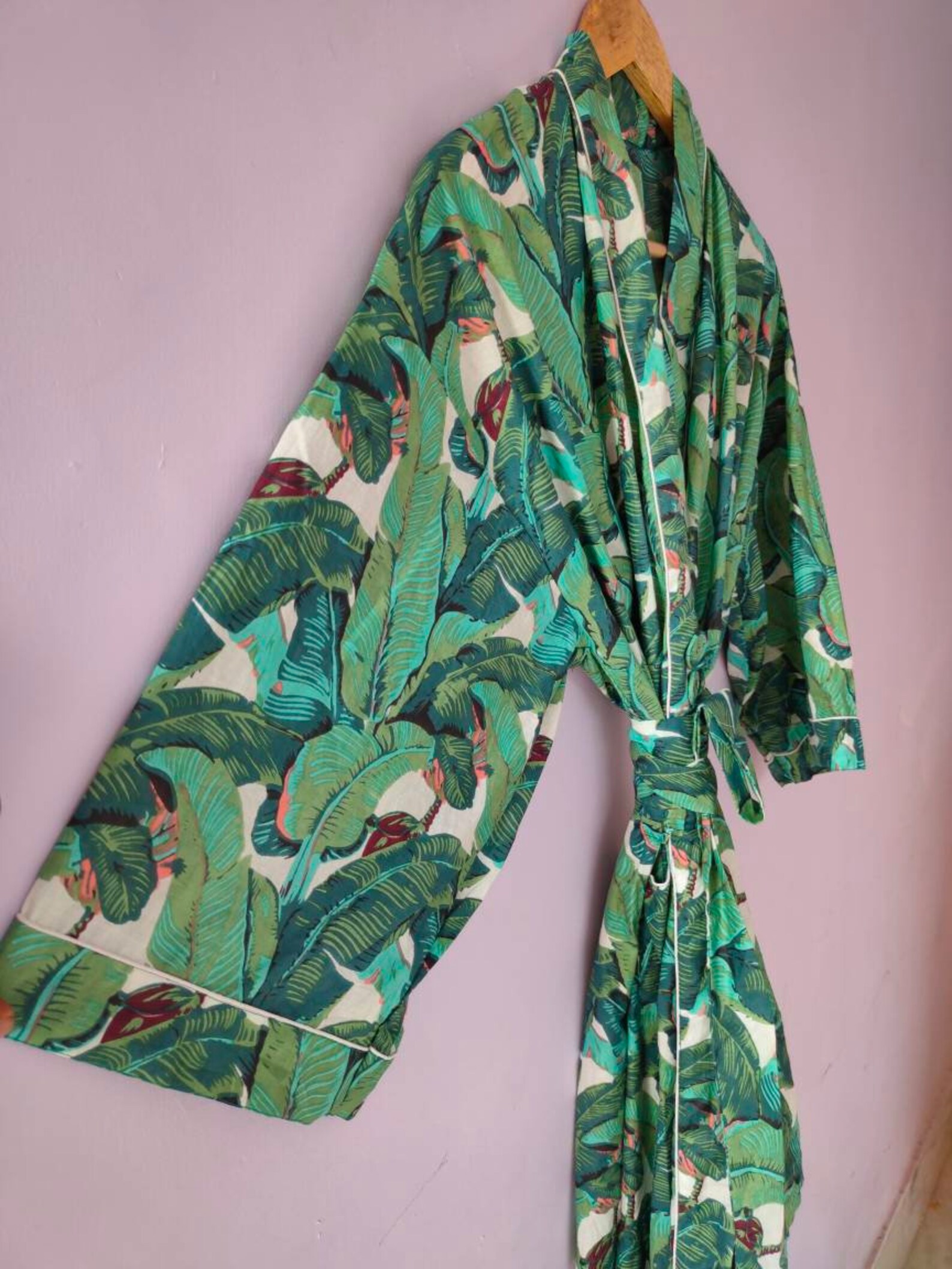Cotton Print Robes Beach Kimono Kimono Robe Pigeon Print Etsy